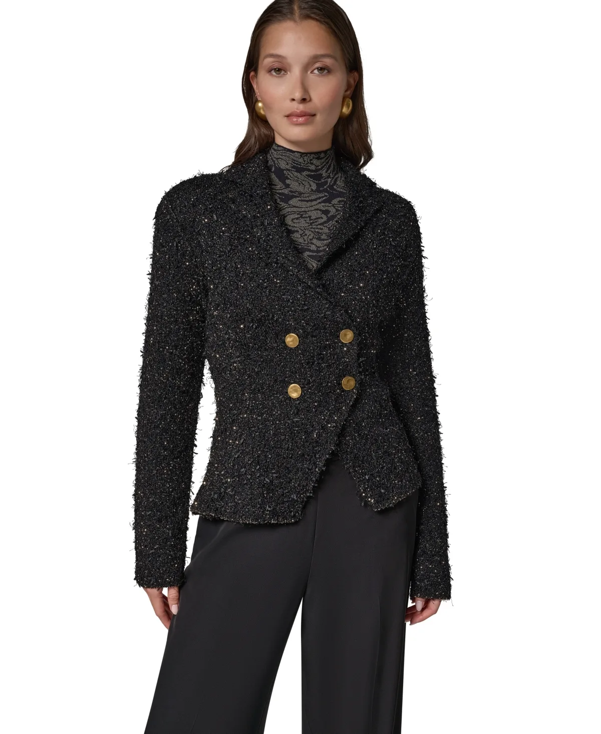 Double-Breasted Shoulder-Padded Blazer by Donna Karan New York