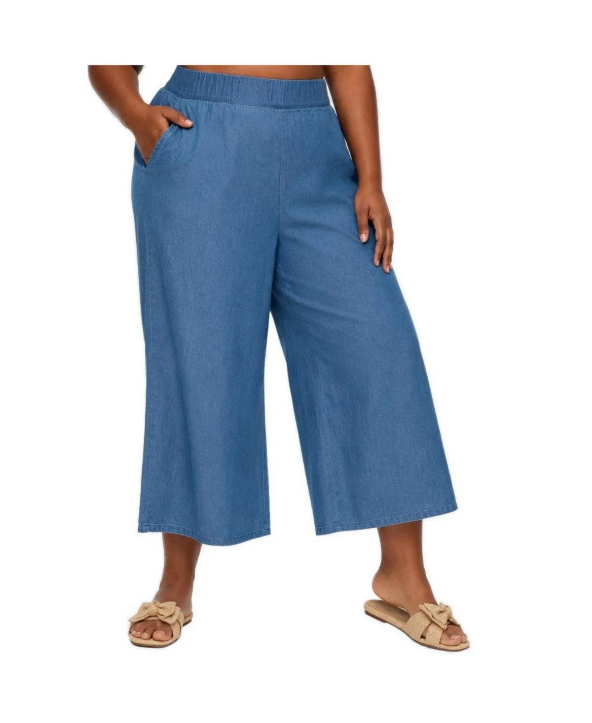 Belle Isle Chambray Wide-Leg High-Rise Pants by Torrid