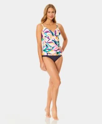 Underwire Surplice Tri Printed Tankini Top High Waist Bikini Bottoms