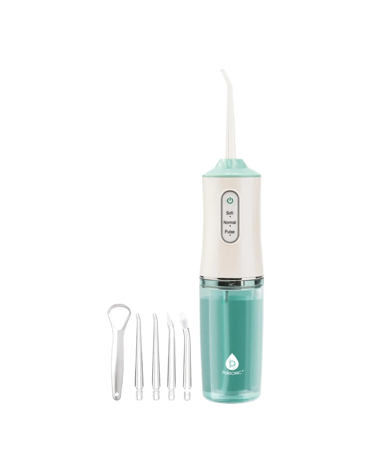 Usb Rechargeable Water Flosser - Portable Oral Irrigator with 4 Interchangeable Tips, Tongue Cleaner, 3 Cleaning Modes and Type-C Charging by Pursonic
