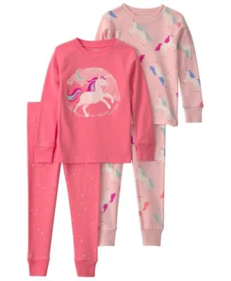 Unicorn 100 Cotton Snug Fit Pajama 4 Piece Set by Carter's