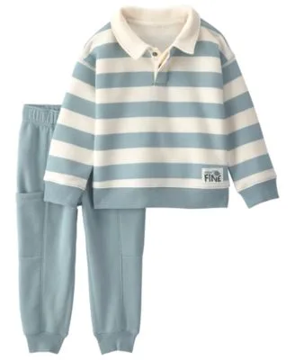 Striped Fleece Polo Sweatshirt Jogger Pants 2 Piece Set by Carter's