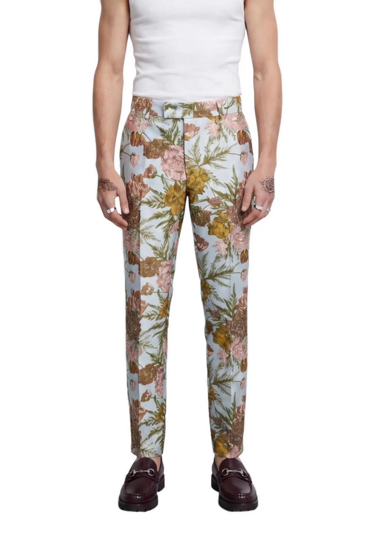 Hirshfield Slim Fit Floral Suit Trousers by Twisted Tailor