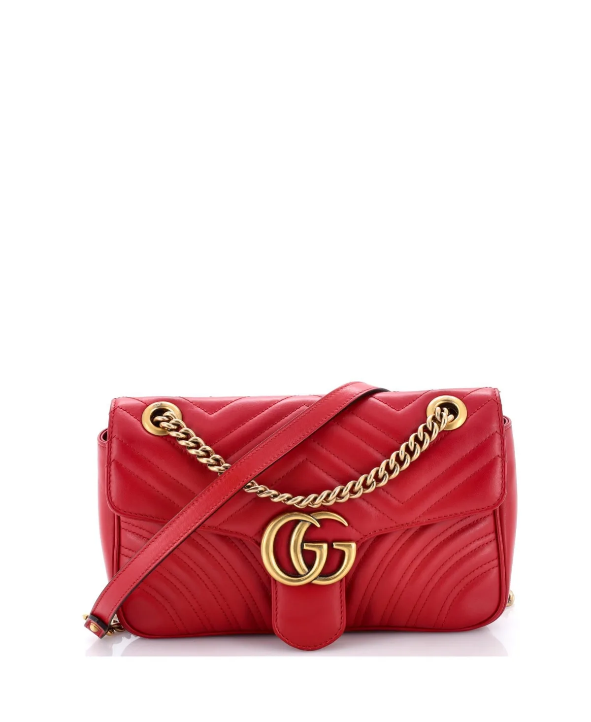 Pre-Owned Gucci Medium Gg Marmont Flap Bag Matelasse Leather by Gucci