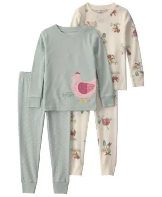 Country Chicken 100 Cotton Snug Fit Pajama 4 Piece Set by Carter's