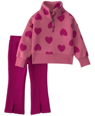 Heart Fleece Quarter Zip Sweatshirt Pants 2 Piece Set by Carter's