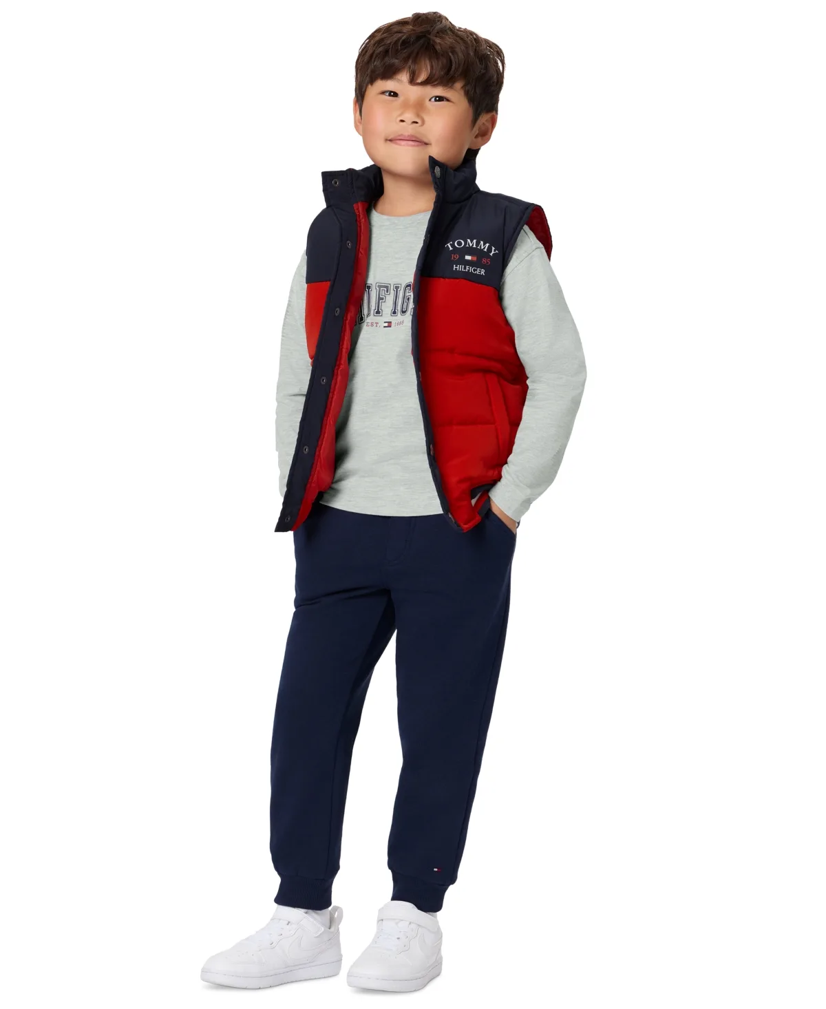 Colorblock Puffer Vest, T-Shirt and Pants, 3-Piece Set by Tommy Hilfiger