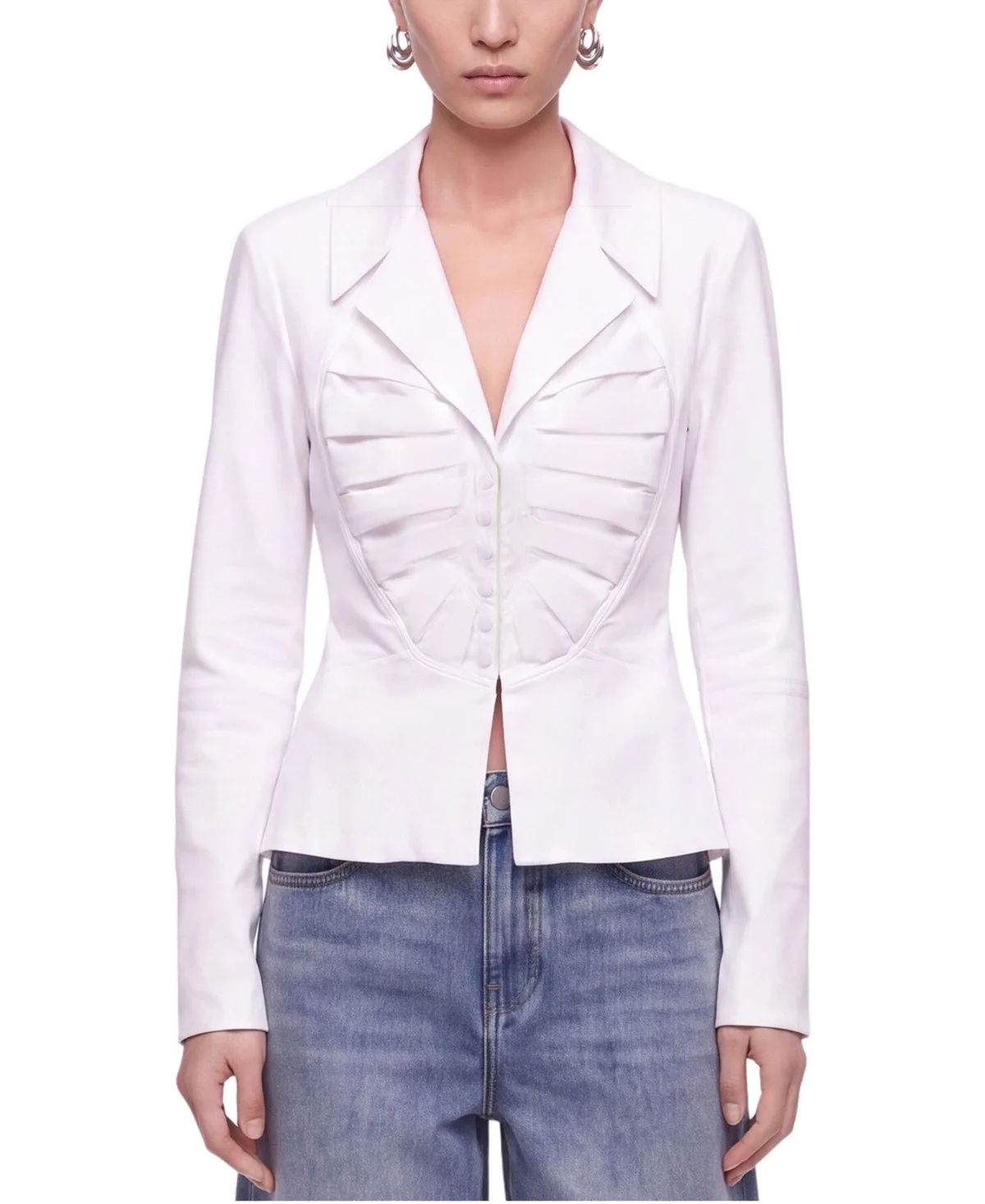 Long-Sleeve Slim-Fit Pleat-Detail Shirt