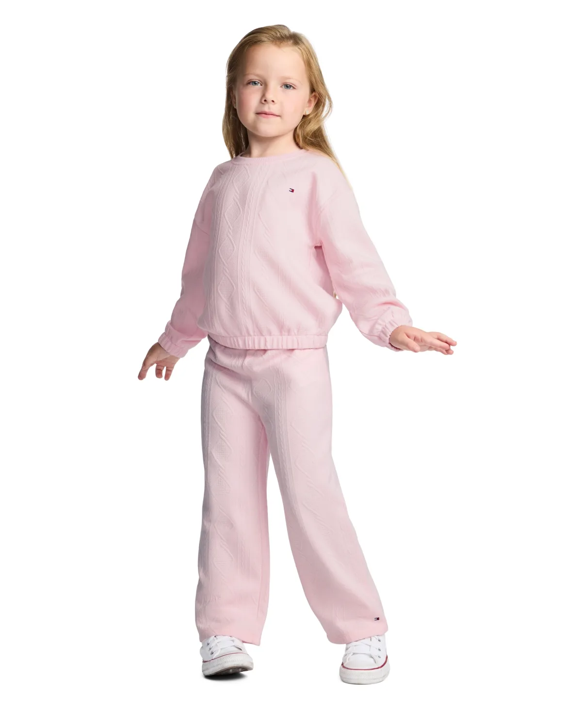 Cable-Knit Long-Sleeve Crewneck Top and Wide-Leg Pants, 2-Piece Set by Tommy Hilfiger