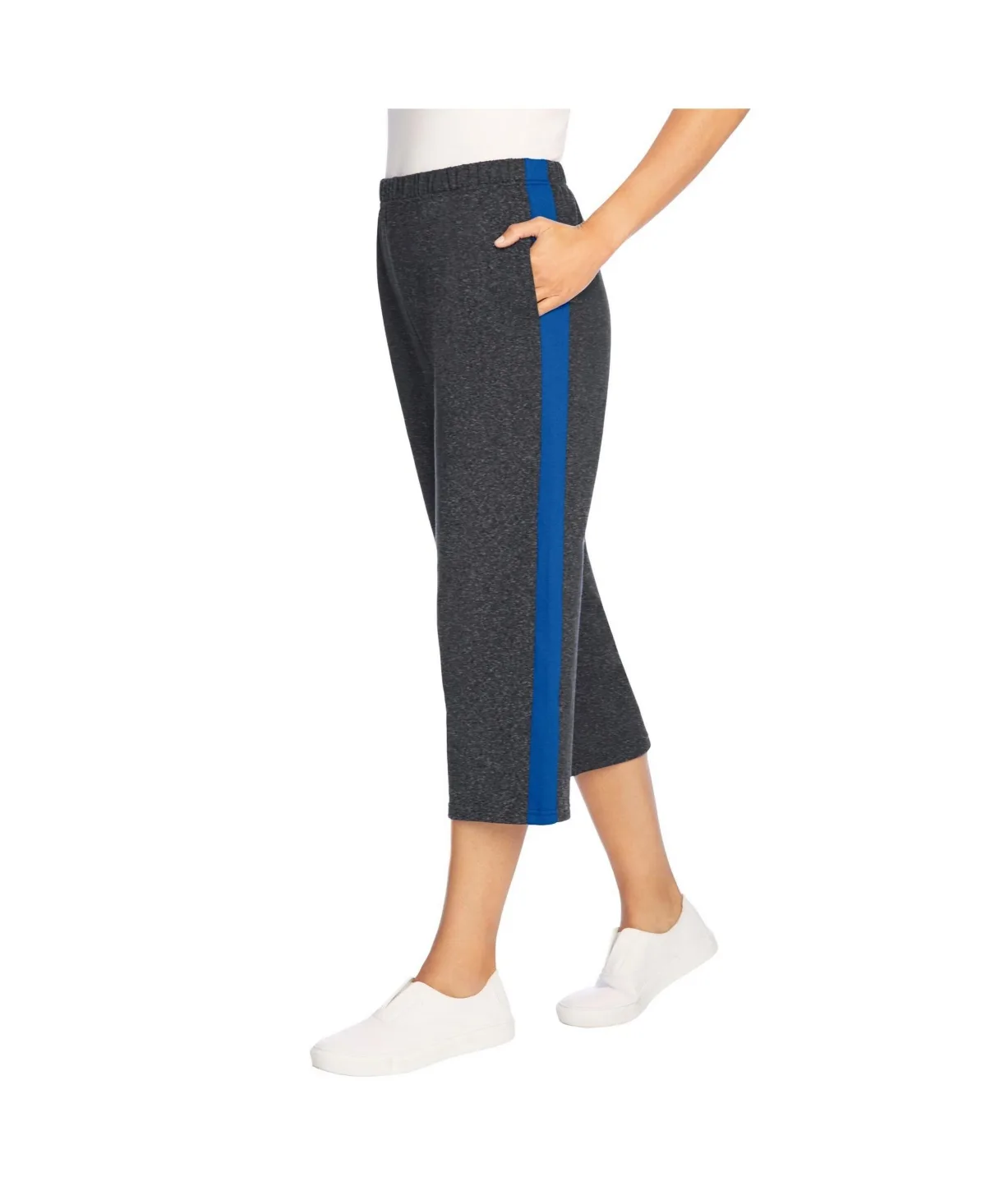 Side-Stripe Cotton French Terry Capri by Woman Within