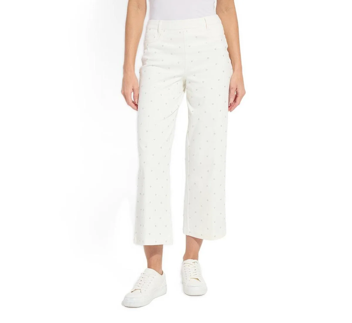 Audrey Pearl-Embellished Wide-Leg Cropped Jeans by Lysse