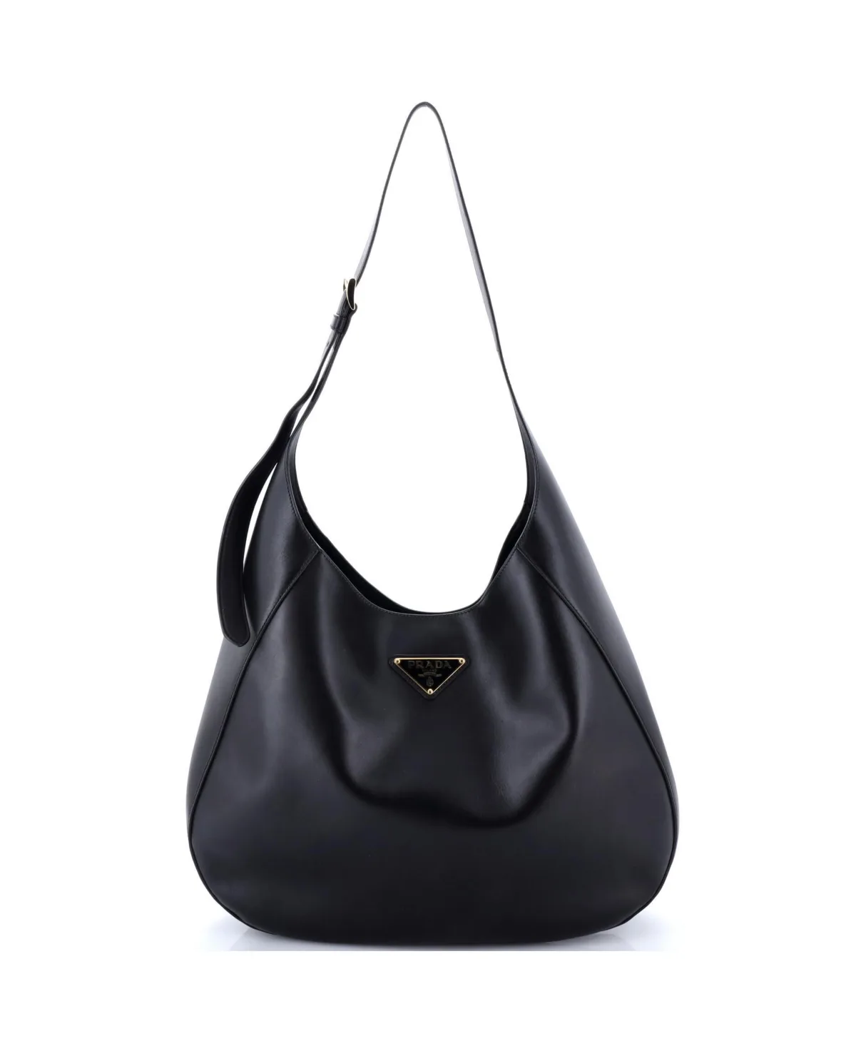 Pre-Owned Prada Large Triangle Logo Curved Hobo City Calf by Prada