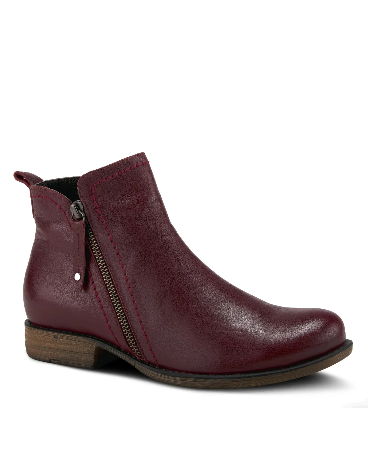 Oziel Leather Bootie with Decorative Zipper and Chunky Sculpted Heel