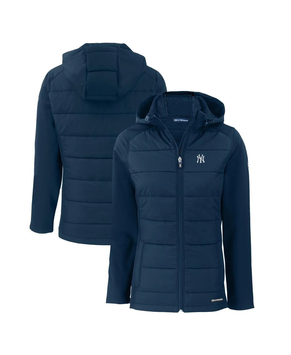 New York Yankees Evoke Hybrid Eco Softshell Full-Zip Hoodie Jacket by Cutter & Buck