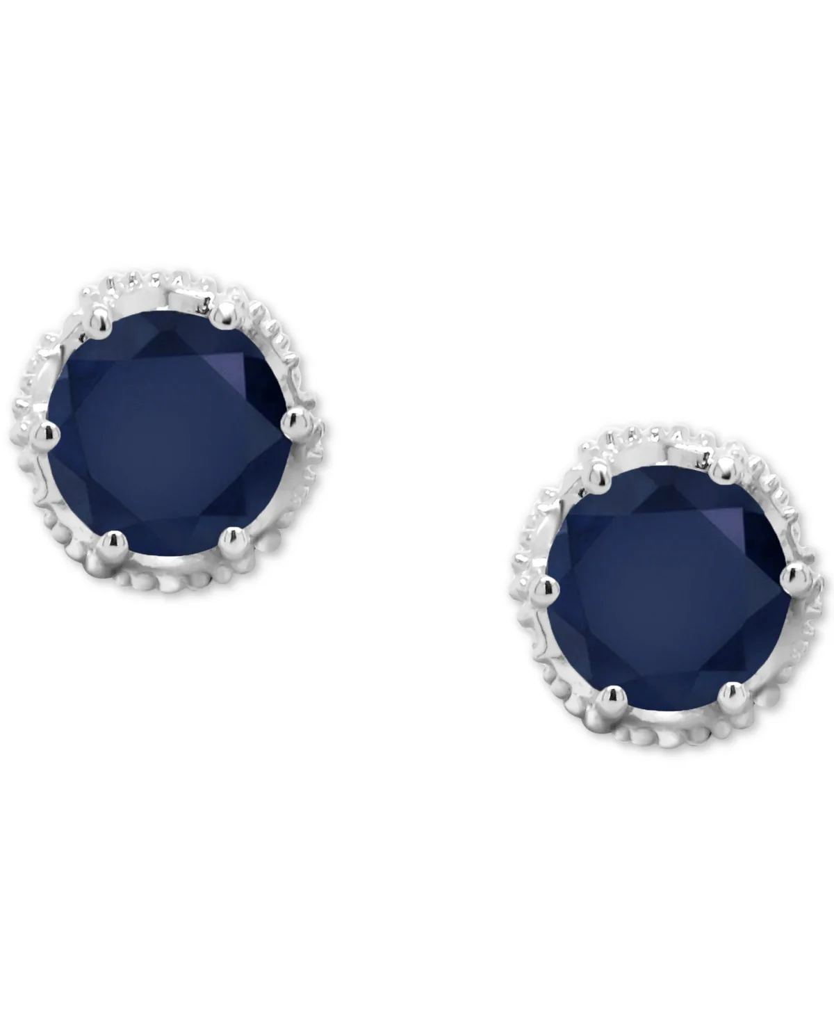 Beaded Frame Stud Earrings (1-1/5 ct. t.w.) in Sterling Silver by Macy's