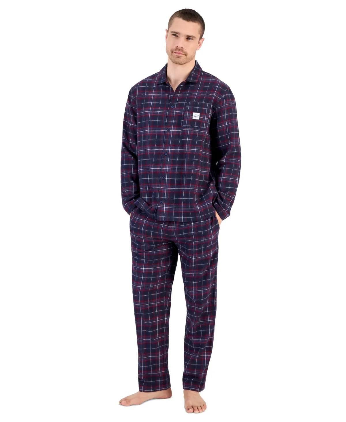 Flannel Plaid Top and Pajama Pants, 2-Piece Set by Lacoste
