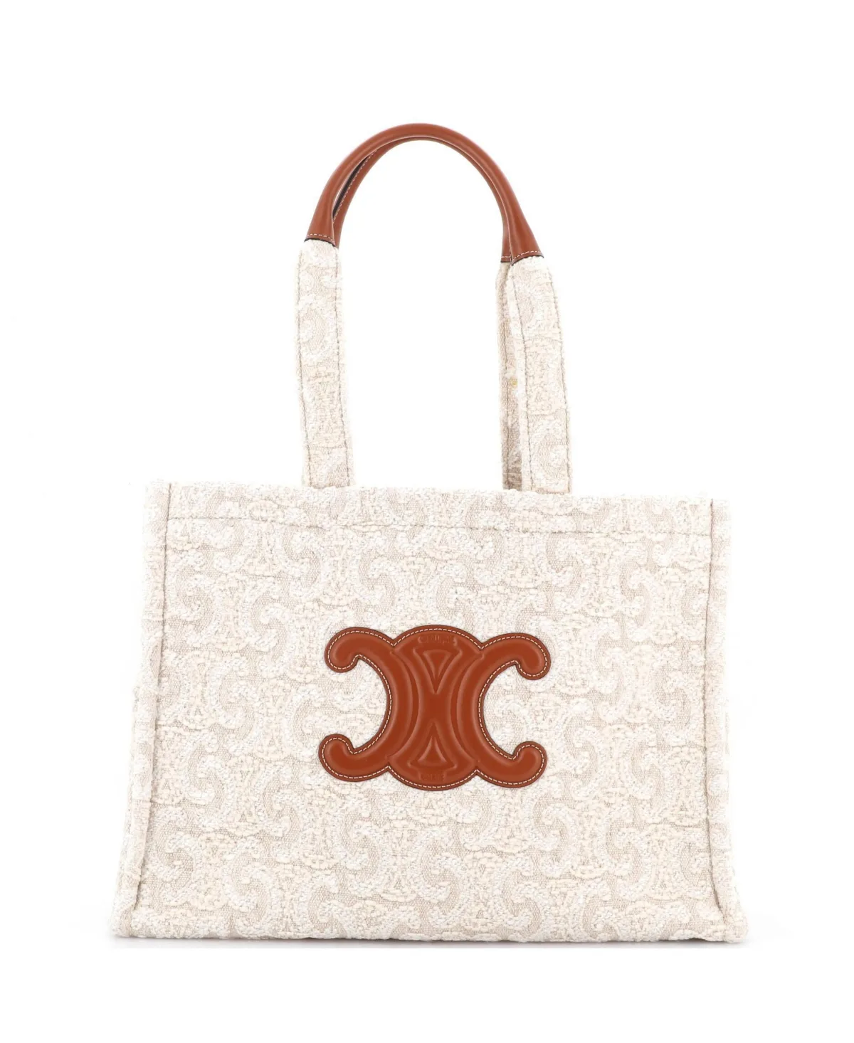 Pre-Owned Celine Large Cabas Thais Tote Triomphe Embroidered Wool by Celine