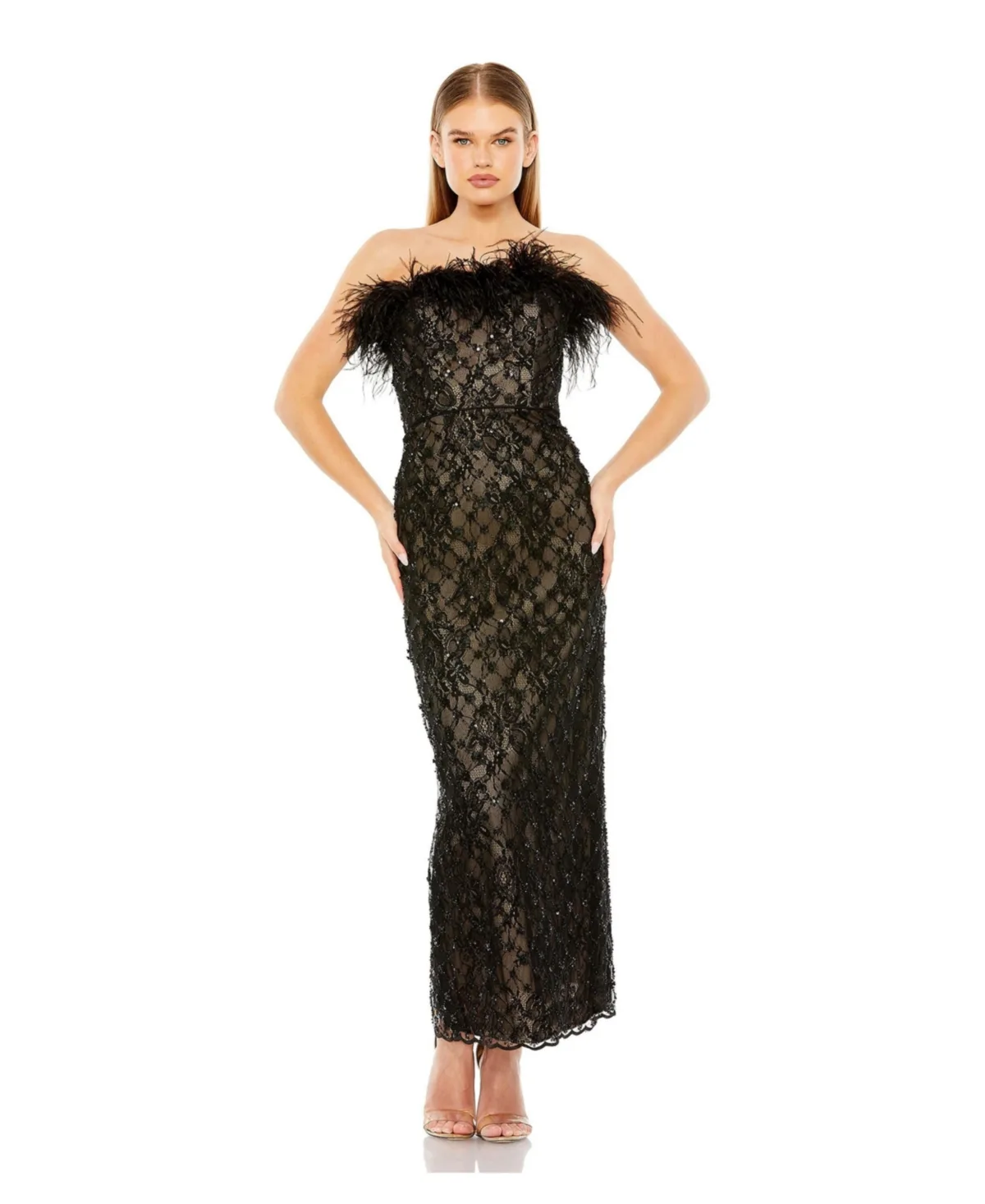 Embellished Strapless Column Dress by M.A.C.