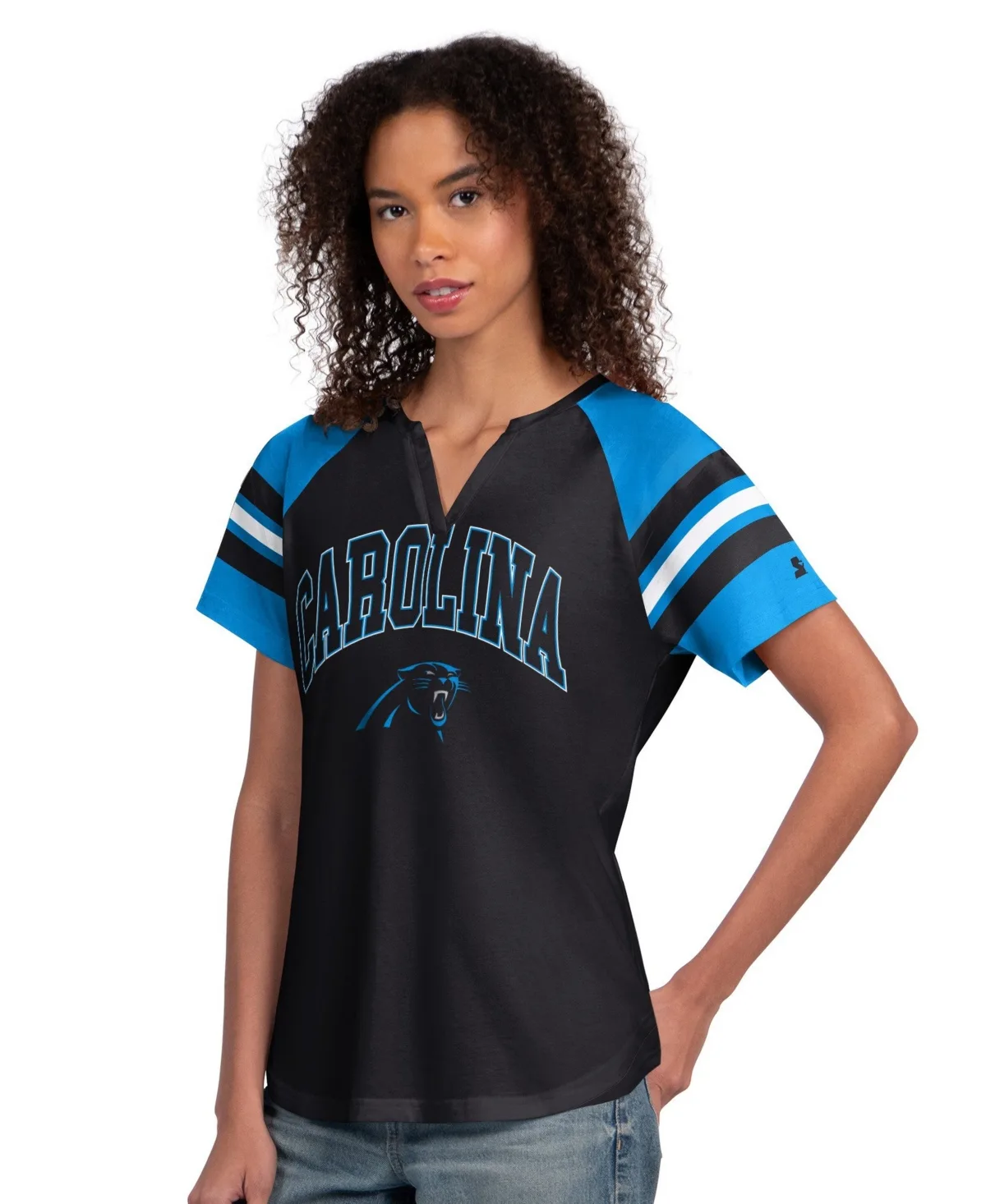 Carolina Panthers Game on Notch Neck Raglan T-Shirt by Starter