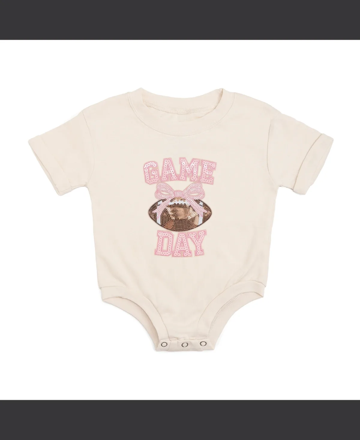 Game Day Sequin Patch Short Sleeve Romper by Sweet Wink