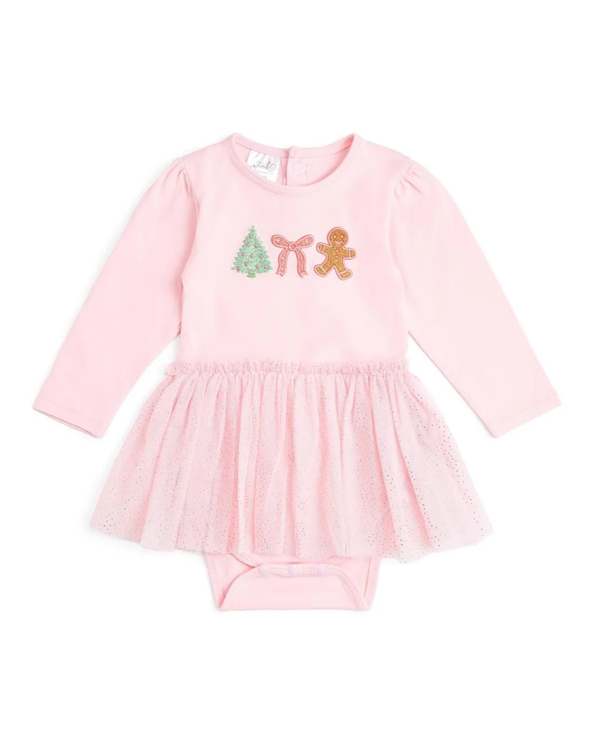 Gingerbread Christmas Embroidered Tutu Bodysuit by Sweet Wink