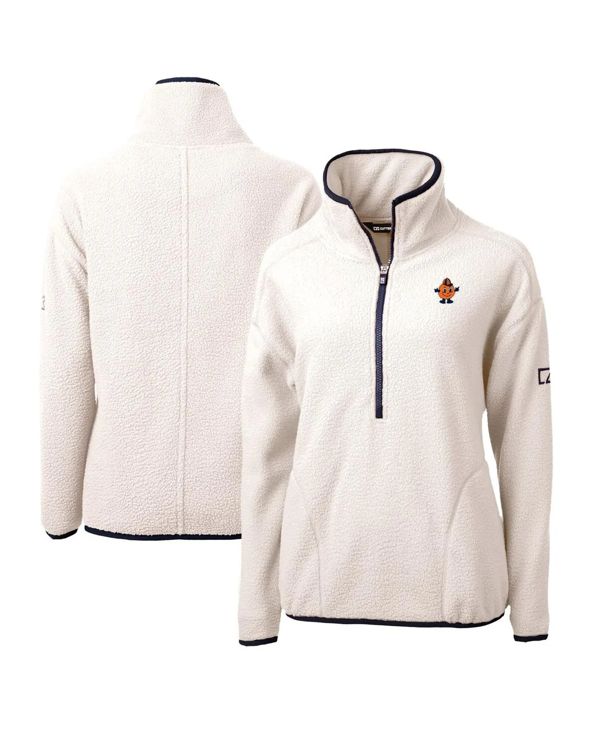 Syracuse Orange Vault Cascade Eco Sherpa Fleece Half-Zip Pullover Jacket by Cutter & Buck