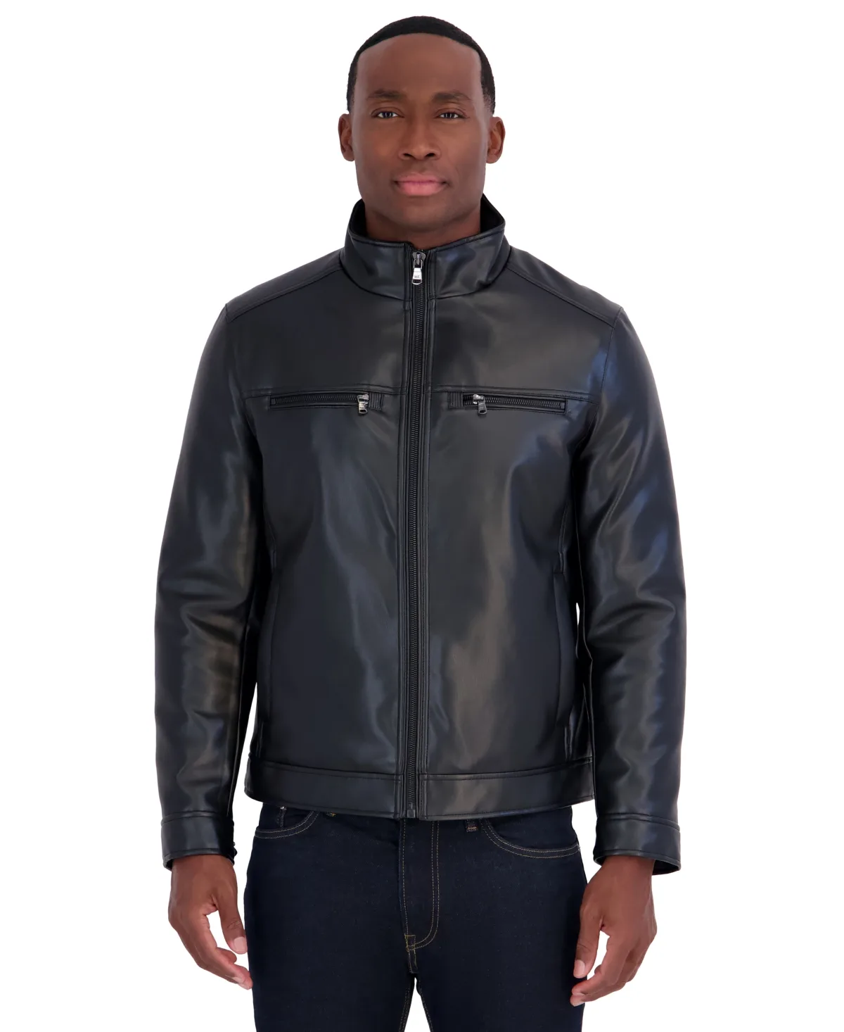 Front-Zip Faux Leather Jacket by MICHAEL Michael Kors