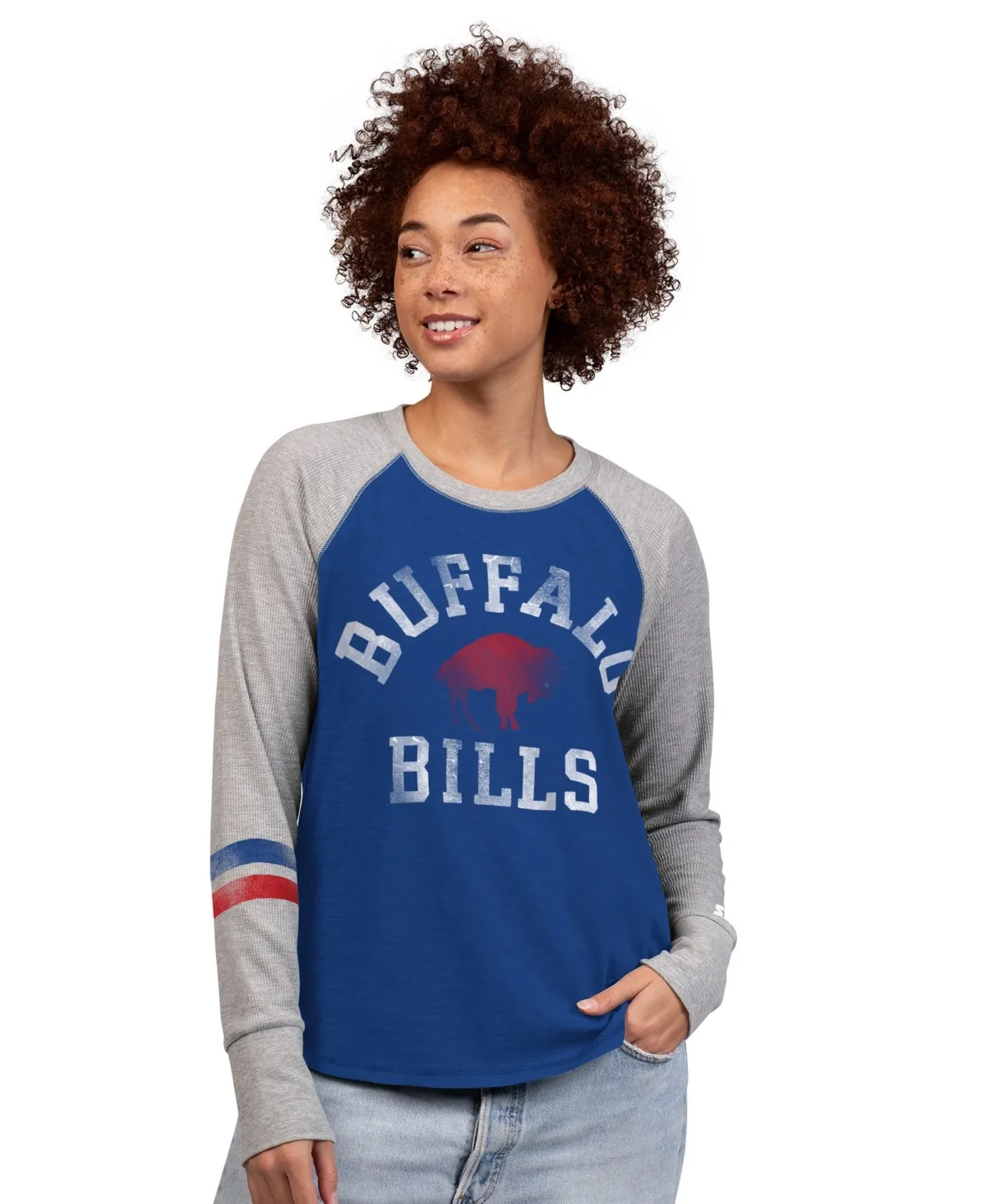 Buffalo Bills Throwback Waffle-Knit Raglan Long Sleeve T-Shirt by Starter