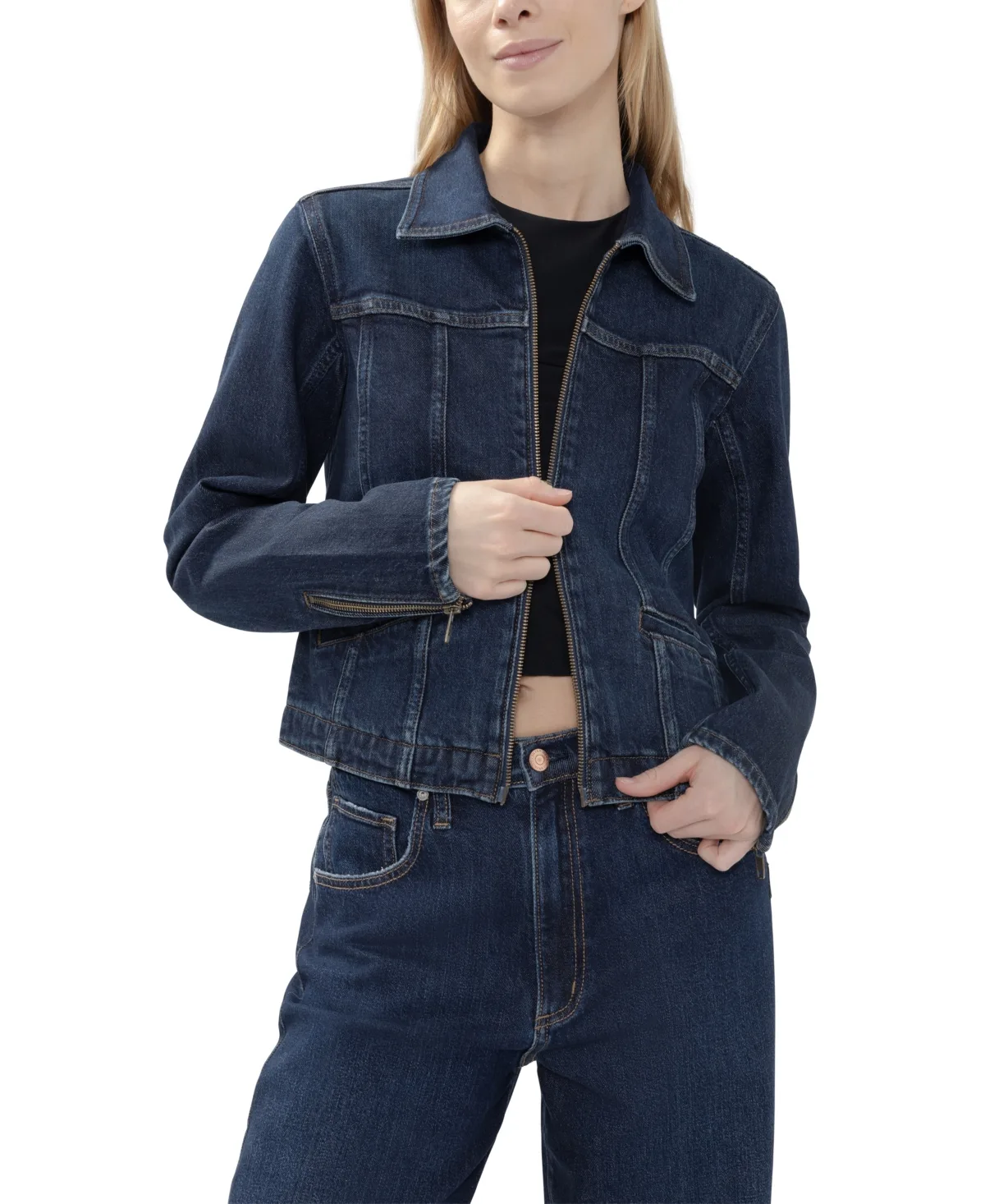 Cropped Moto Denim Jacket by Silver Jeans