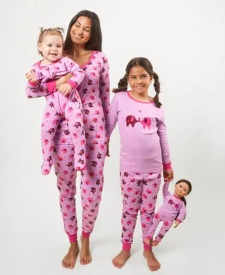Matching Mommy & Me Purple Elephant Cotton Pajamas by Leveret