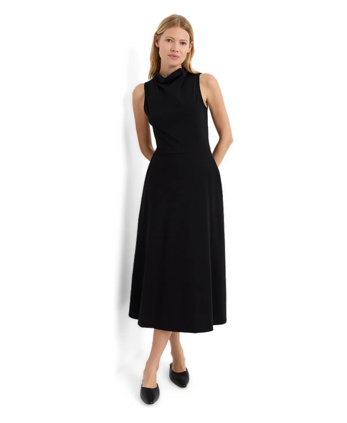 Fit and Flare Cowl Neck Dress Made with Organic Cotton