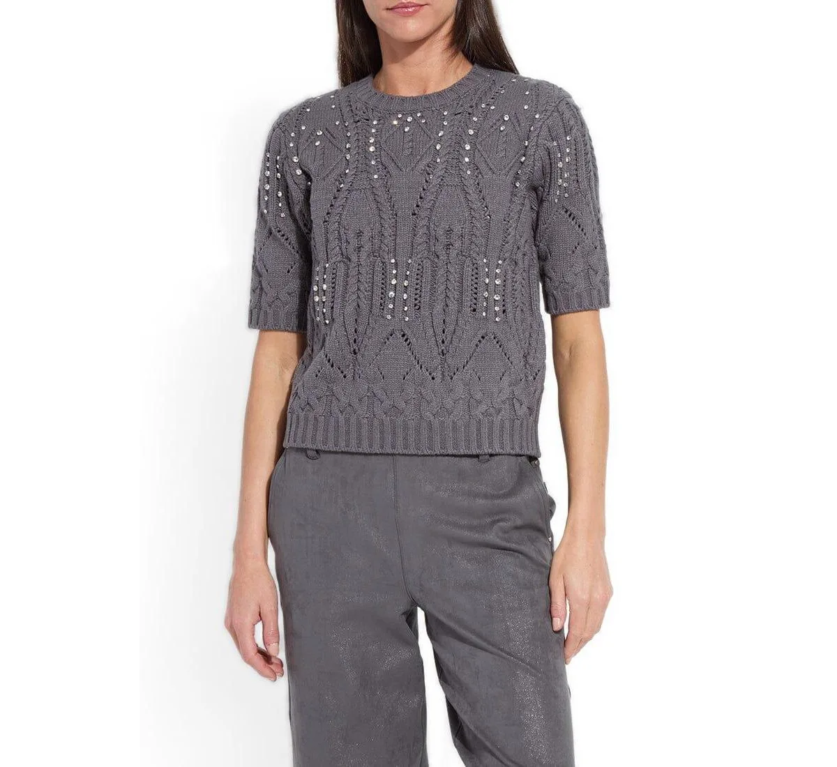 Hadley Cable-Knit Embellished Sweater