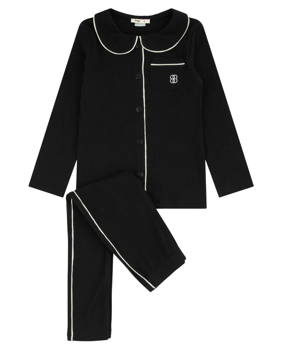 Button-Front Long-Sleeve Top and Pants, 2-Piece Set by Noggiwear