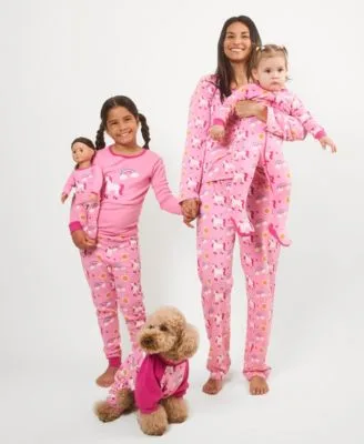Matching Mommy Me Pink Unicorn Rainbow Cotton Pajamas by Leveret