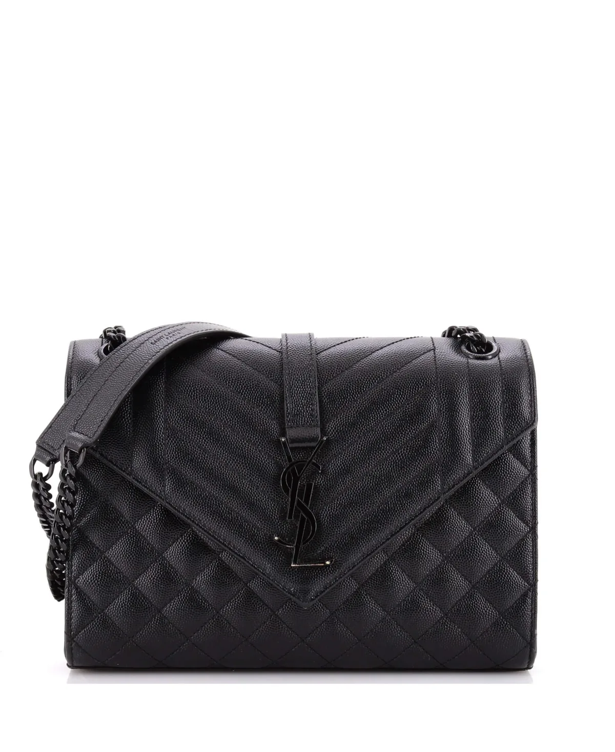Pre-Owned Saint Laurent Medium Classic Monogram Envelope Quilted-Matelasse Satchel, 9.5W x 7H x 2.5D