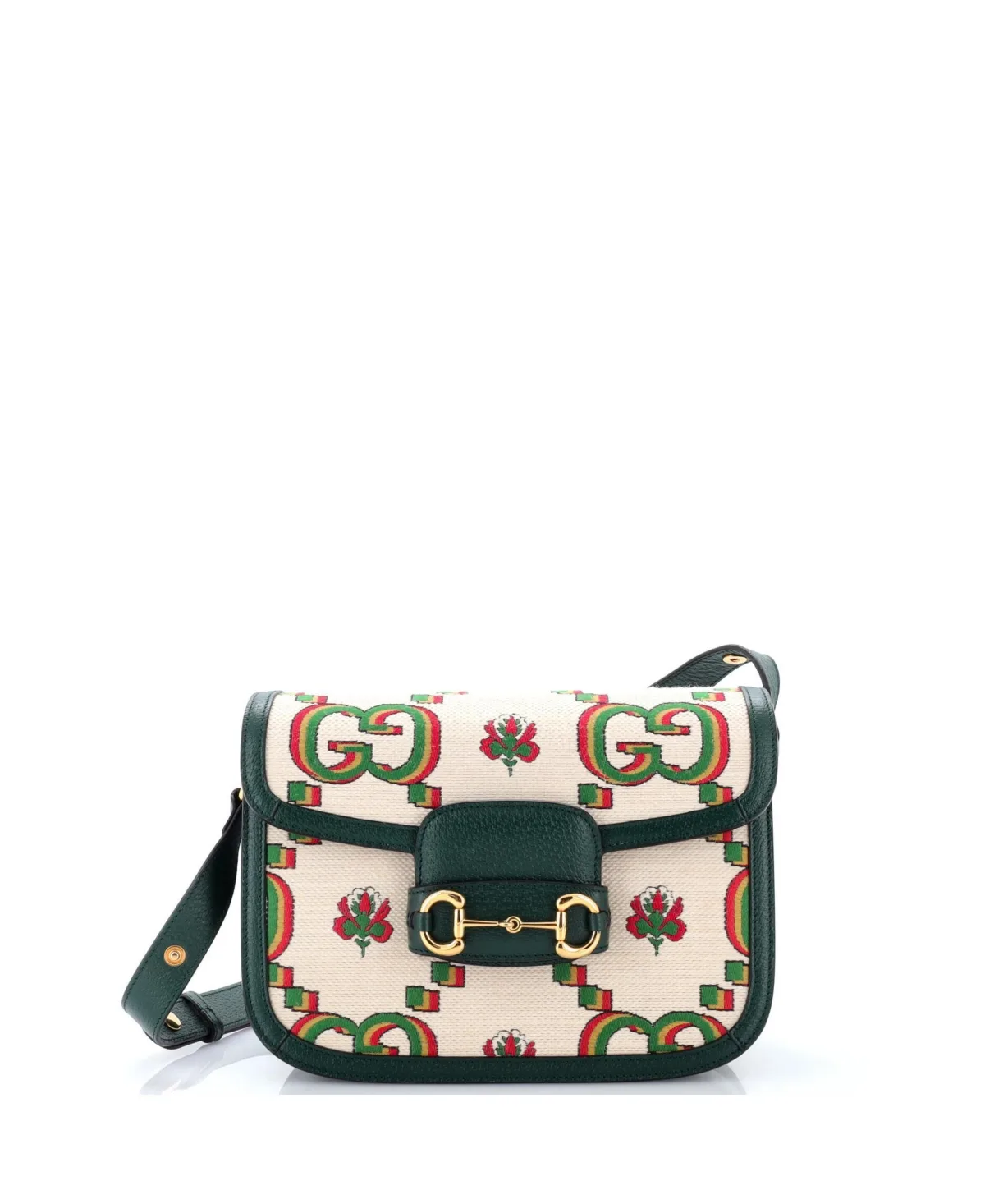 Pre-Owned Gucci Small Horsebit 1955 Shoulder Bag Gg Print Jacquard by Gucci