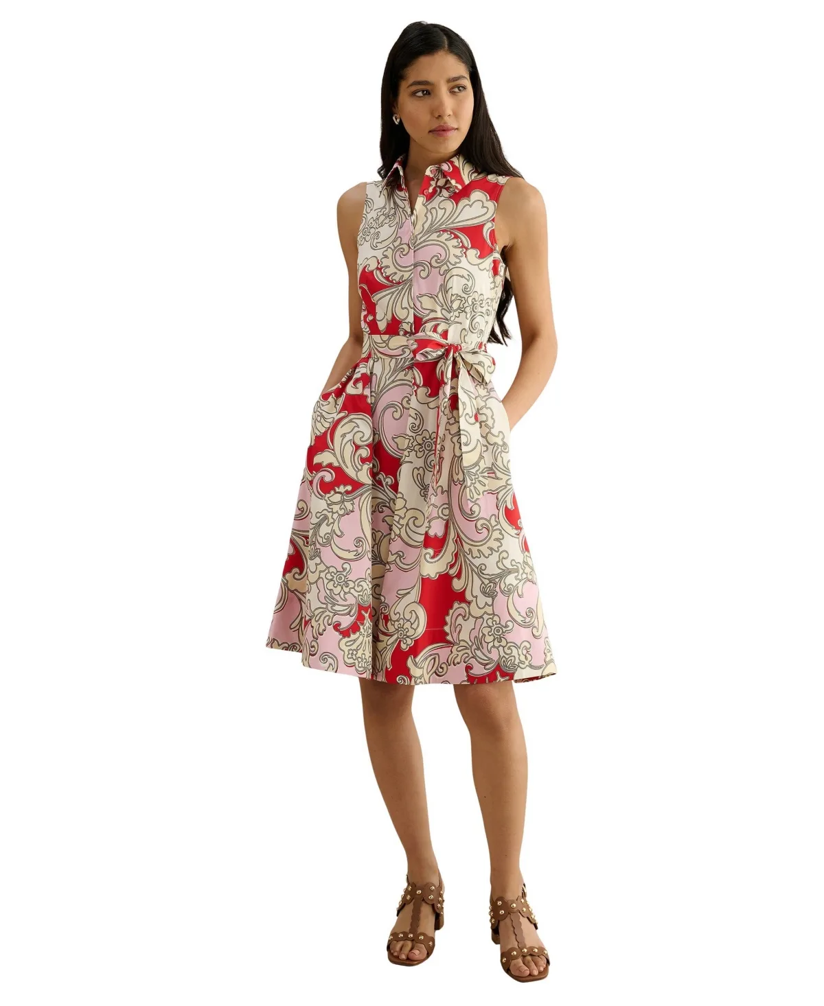 Hattie Pleated Tie-Waist Midi Dress by Hobbs London