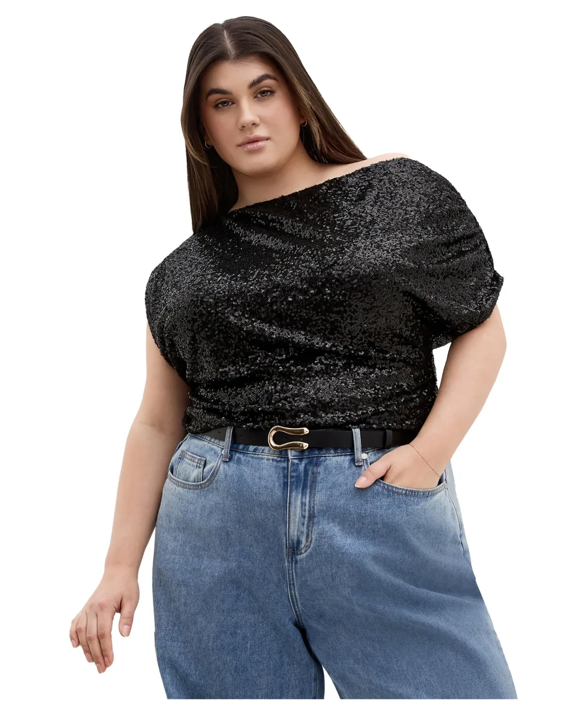 Adorn Sequin Top by City Chic