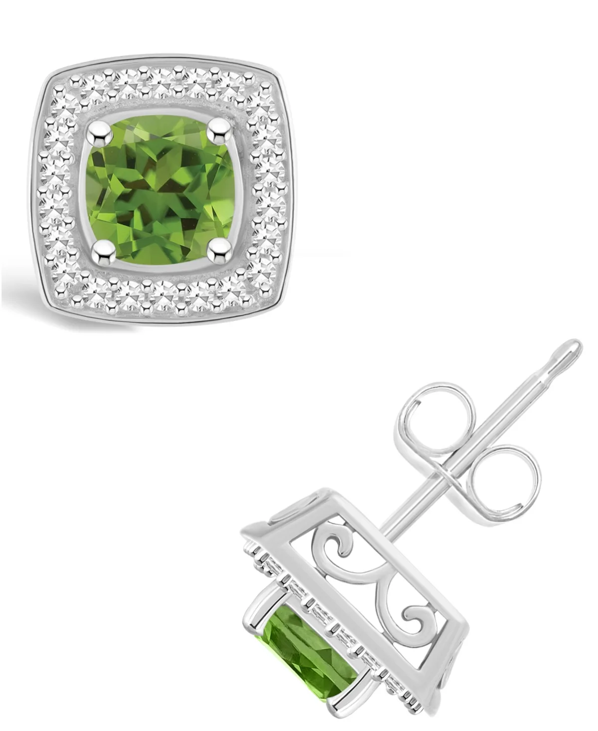 (1-1/3 ct. t.w.) and Diamond (1/5 ct. t.w.) Halo Studs in Sterling Silver by Macy's