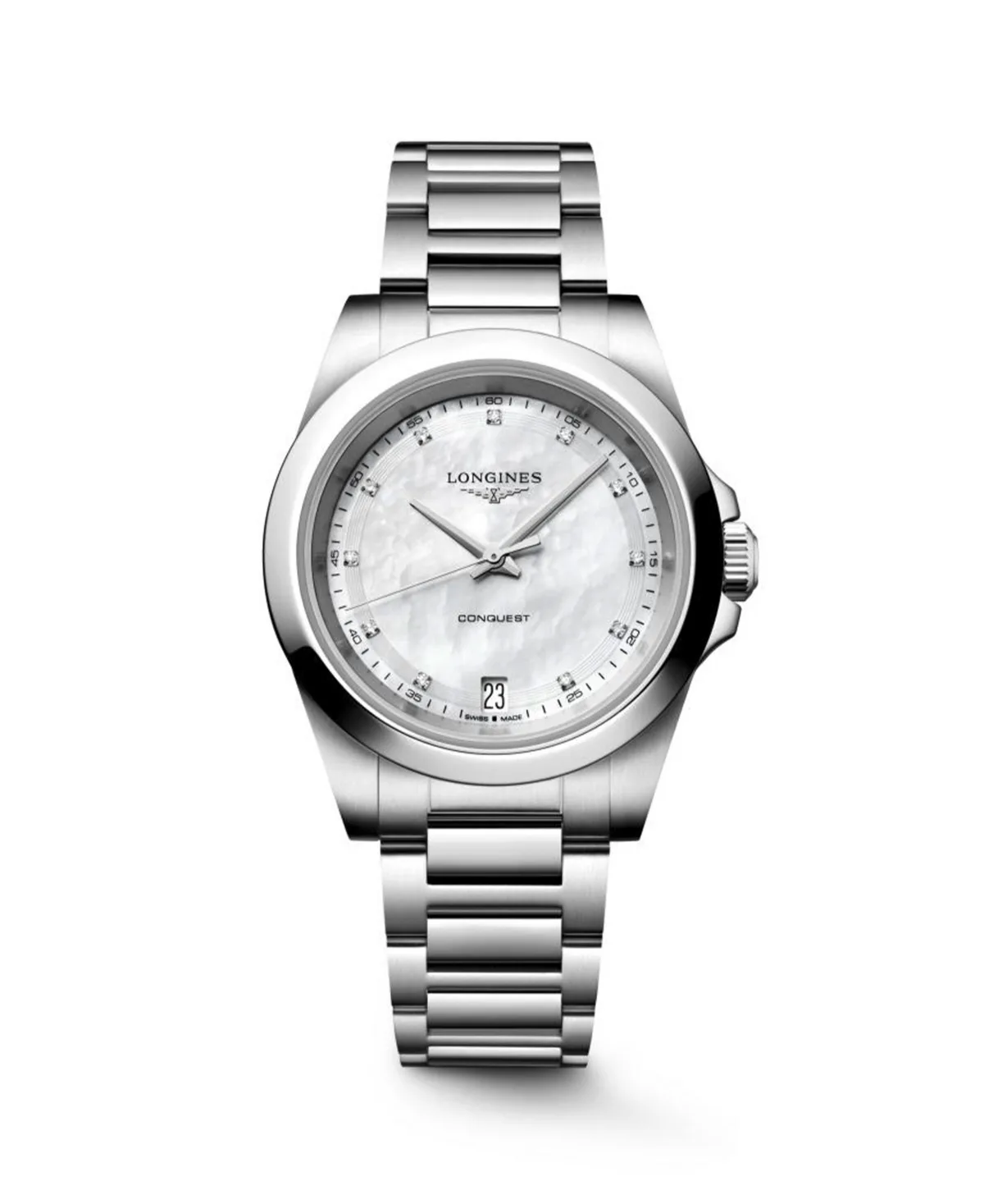 Conquest Silver Stainless Steel Strap Watch 34mm