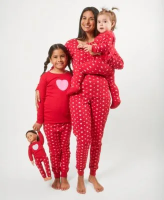 Mommy Me Matching Red Pink Hearts Cotton Pajamas by Leveret