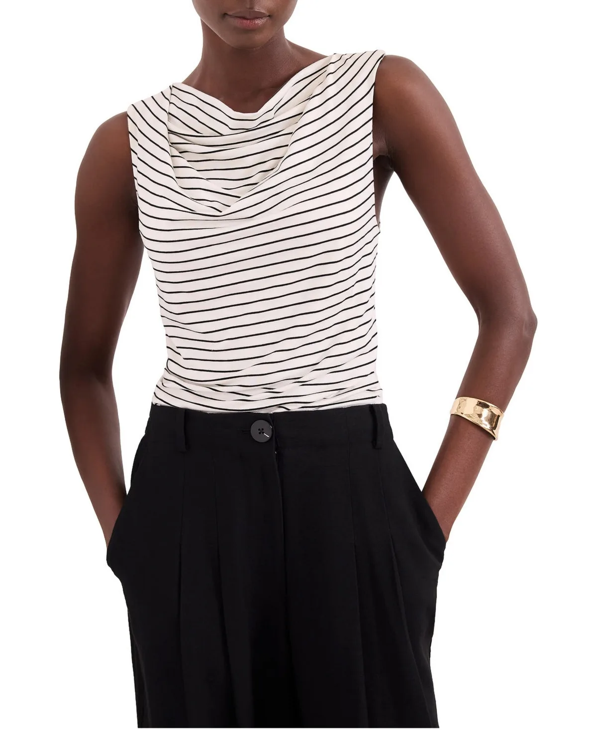 Stripe Cowl Neck Top by Mint Velvet