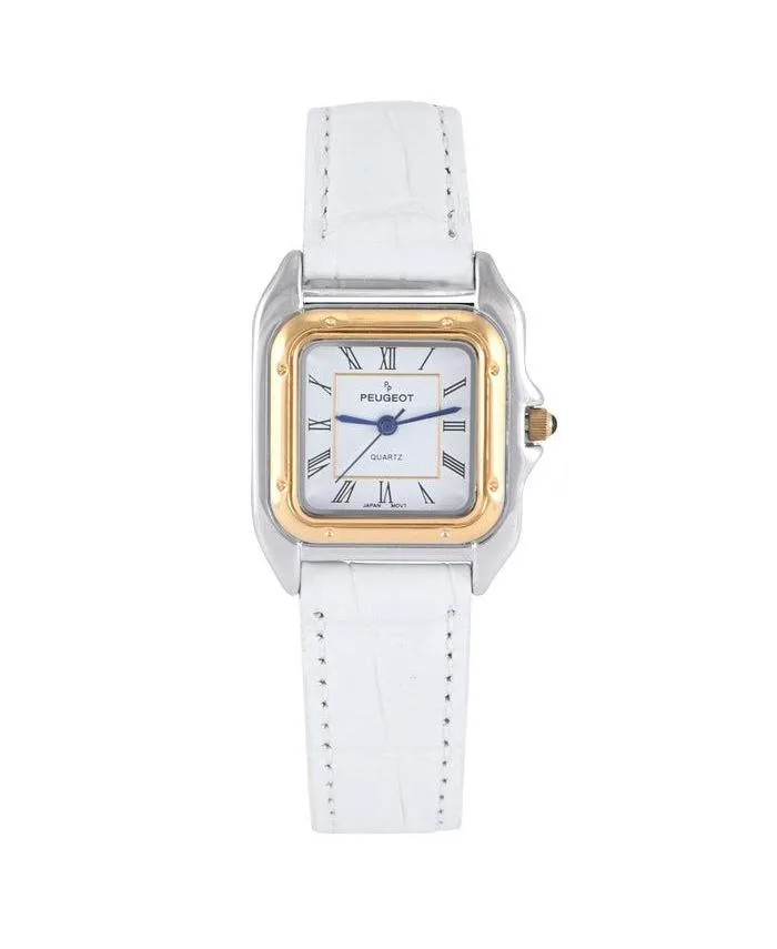 Square Tank Shape Leather Strap Watch