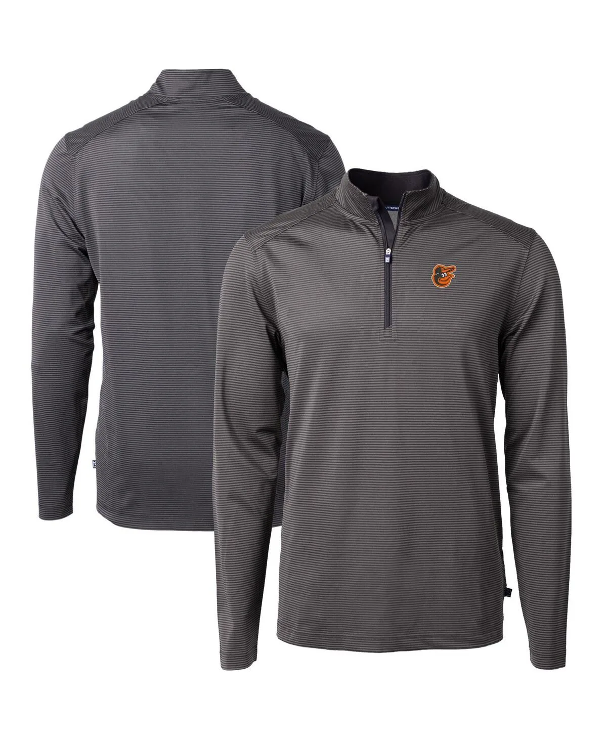 Baltimore Orioles Virtue Eco Pique Micro Stripe Quarter-Zip Pullover Top by Cutter & Buck
