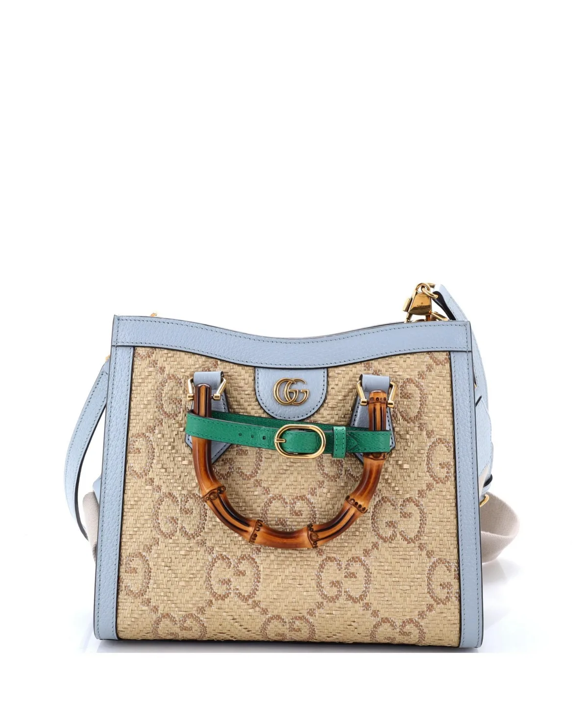 Pre-Owned Small Diana Nm Bamboo Handle Tote Gg Raffia by Gucci