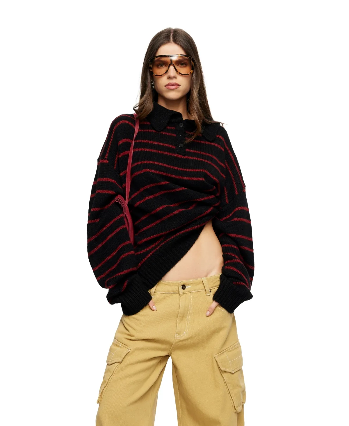 Knit Button-Front Sweater by Lioness