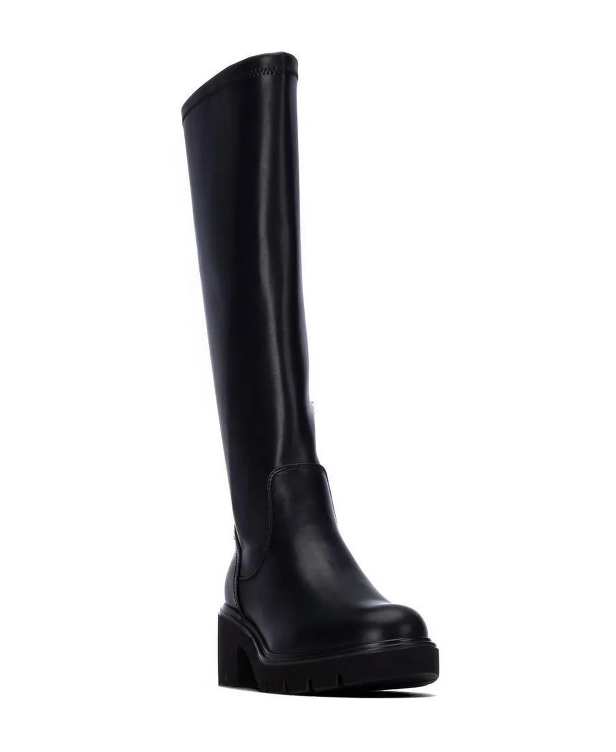 Knee-High Stretch-Shaft Block-Heel Boots