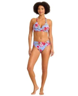 V Neck Chambray Swim Bikini Top Printed Bottoms by Tommy Bahama