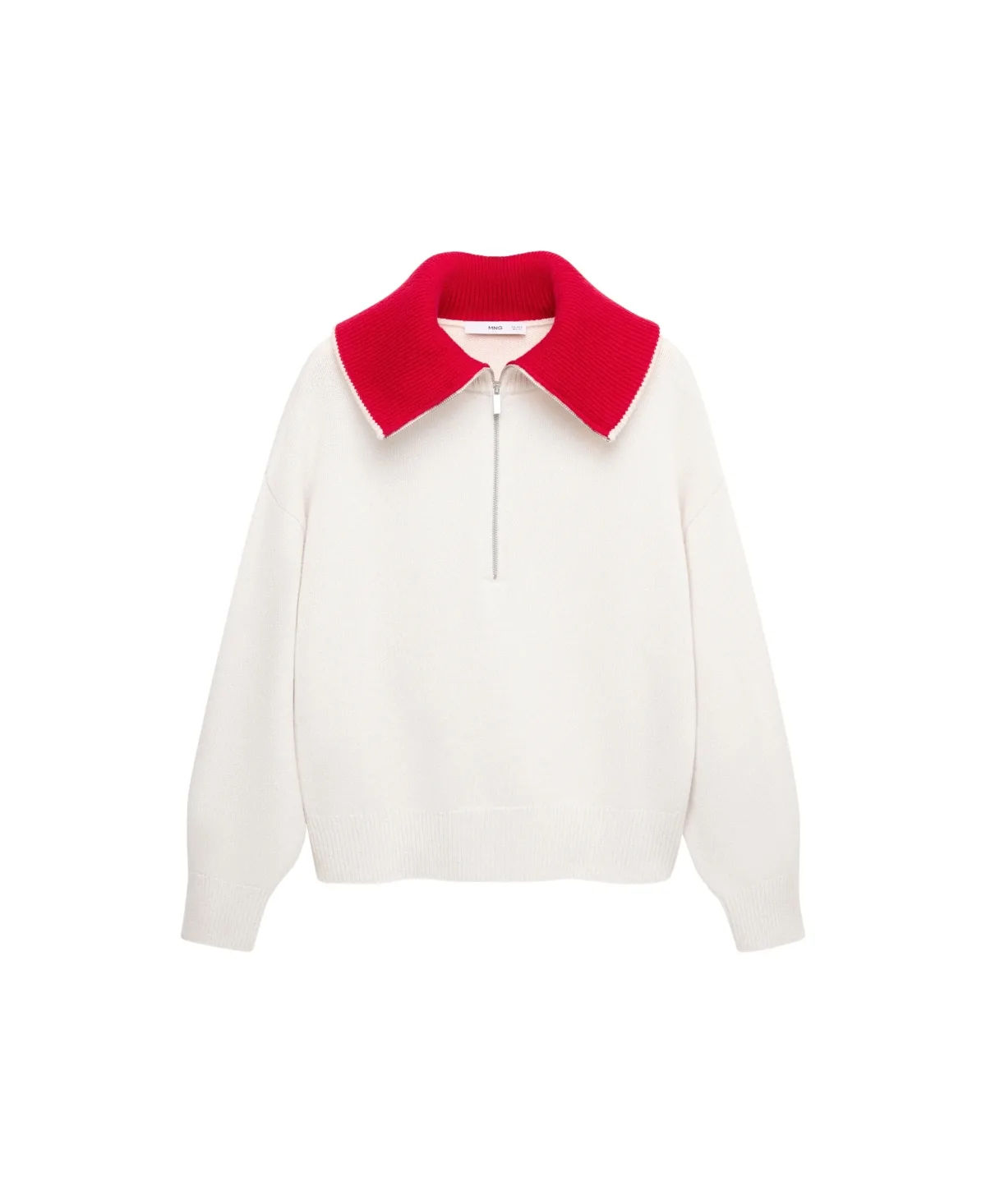 Contrast Collar Wool-Cashmere Blend Sweater by Mango