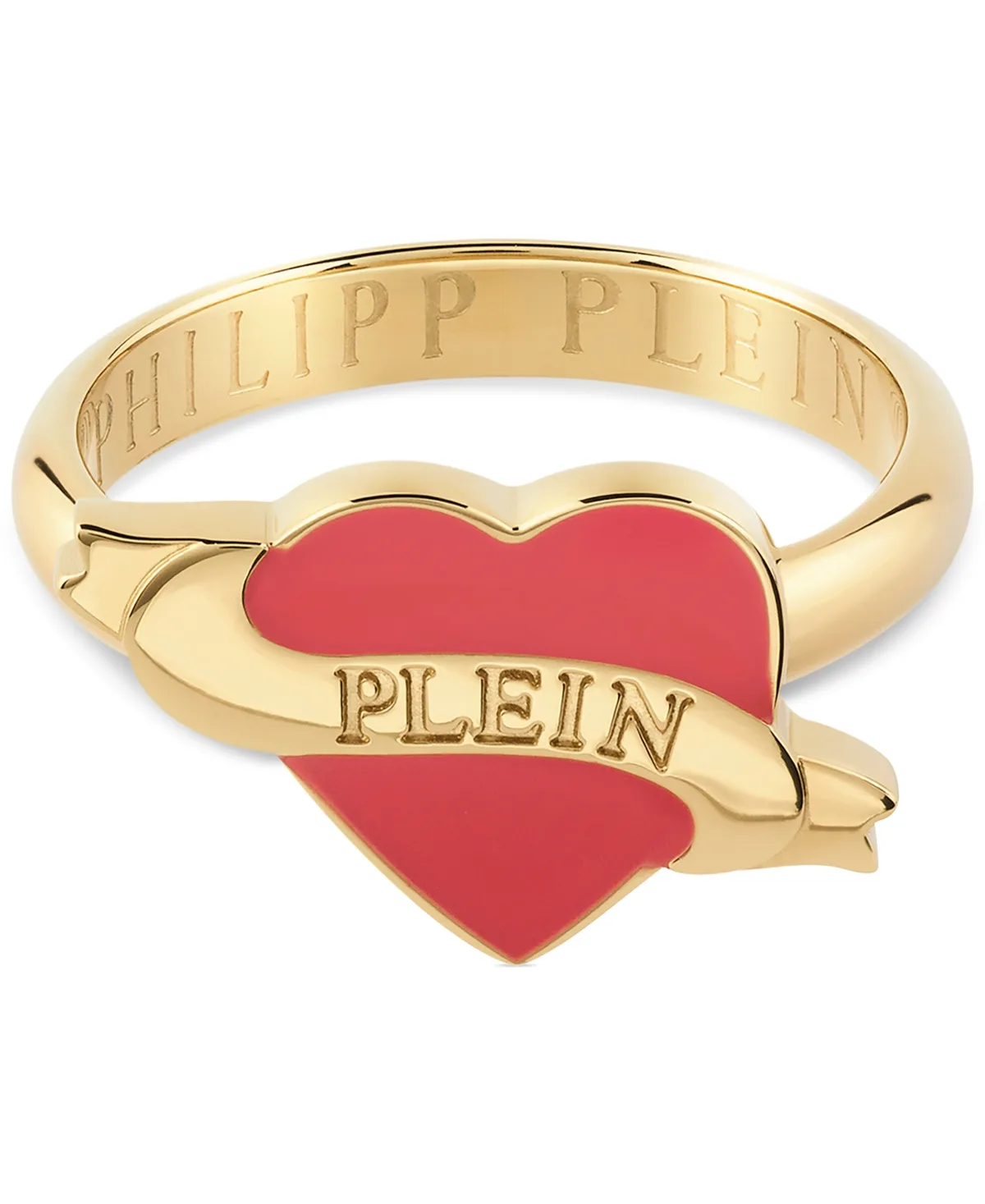Valentine Ring in Gold Ion-Plated Stainless Steel by Philipp Plein